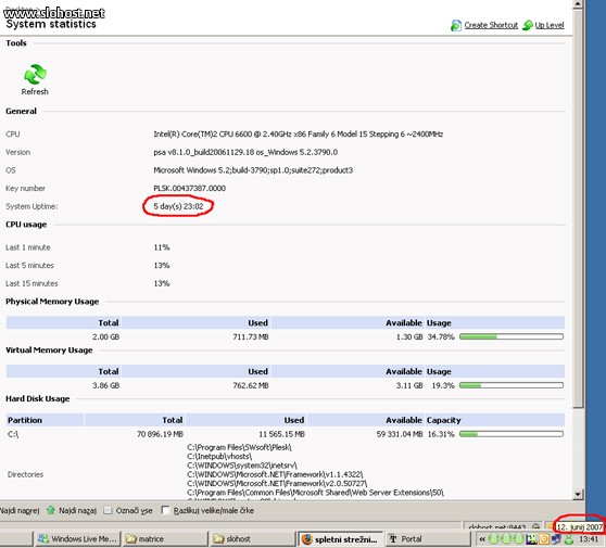 slohost server uptime