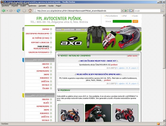 referenca axo honda motorji motoristicna oprema