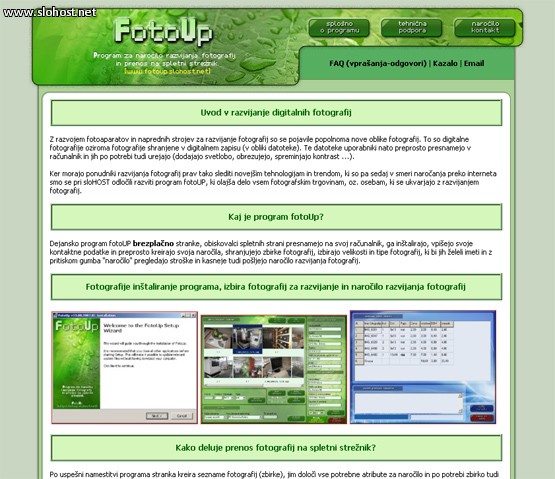 Program za narocanje razvijanja fotografij preko interneta fotoUp