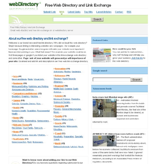 web directory template and website