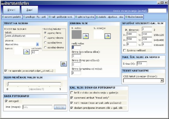 portal napredne nastavitve izgleda strani